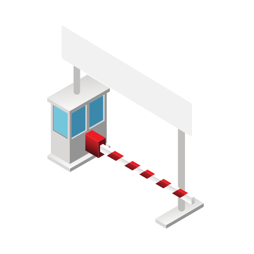 Barrière de douane représentant l'import-export et les réglementations